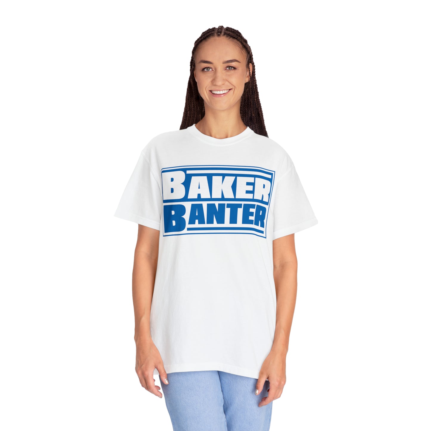 Baker Banter Friday Night Wrestling Unisex Tee - White/Blue, Black/White