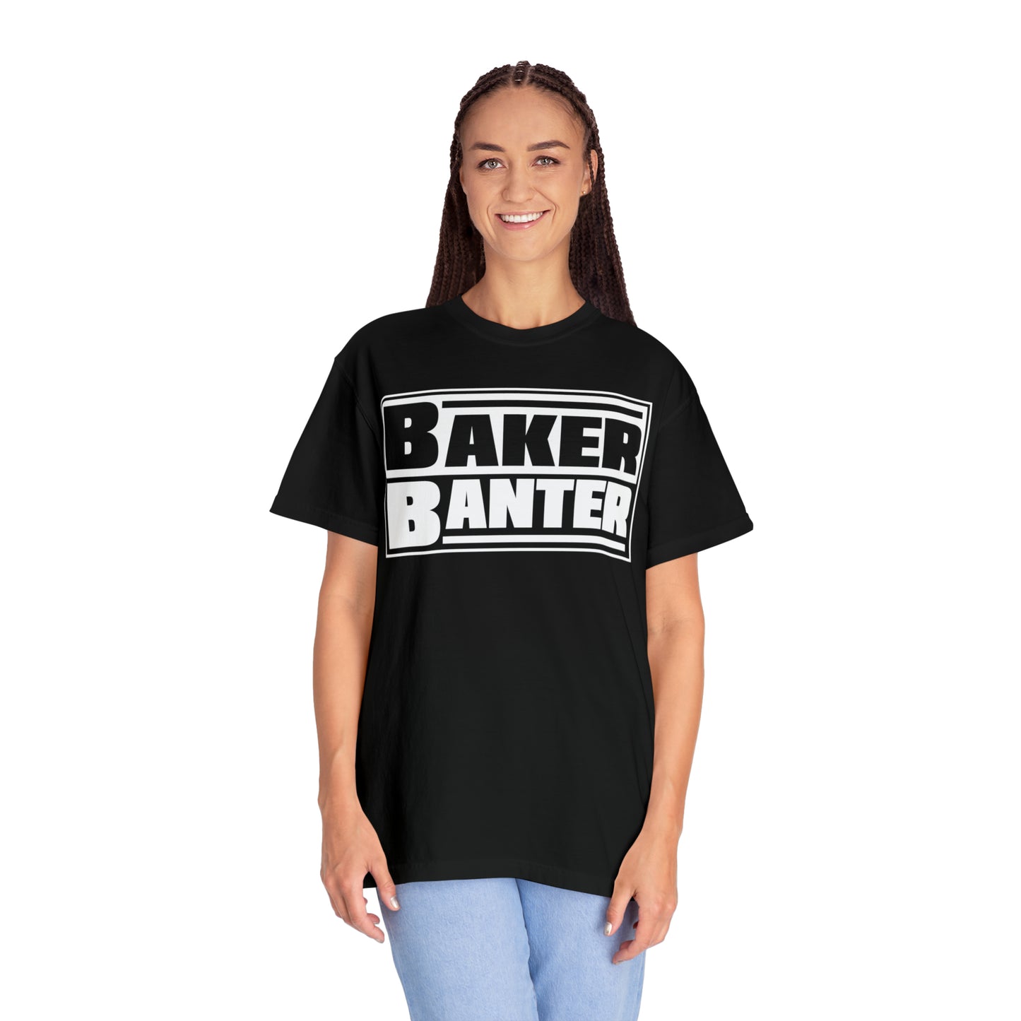 Baker Banter Friday Night Wrestling Unisex Tee - White/Blue, Black/White