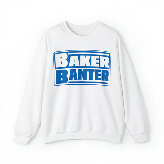 Baker Banter Friday Night Wrestling Unisex Crewneck Sweatshirt - Blue/White, White/Blue, Black/White
